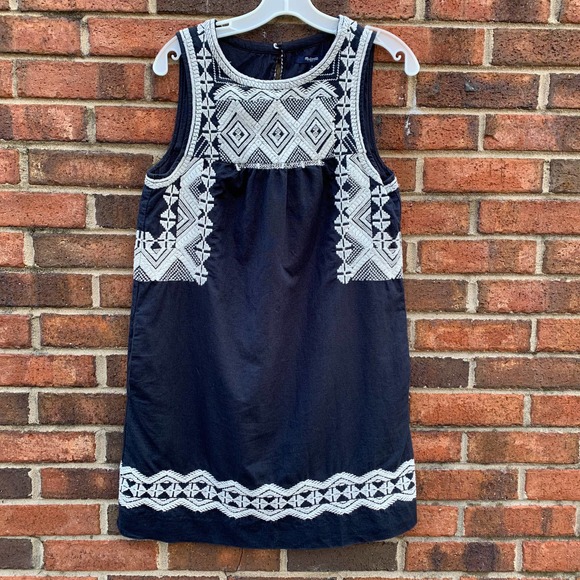 Madewell Embroidered Stitchtake Linen Sleeveless Keyhole Mini Dress Navy Blue S - Picture 3 of 12